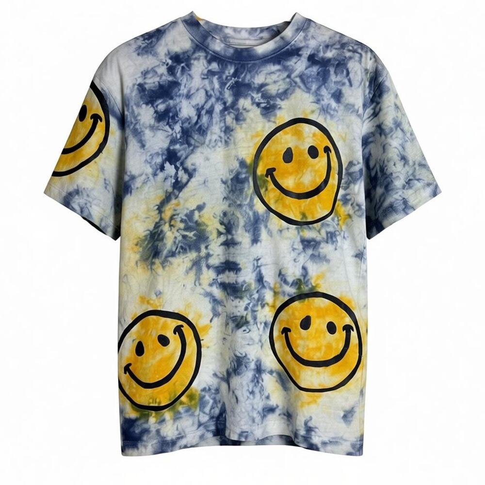 Market x Smiley Chinatown Array Face Sun Blue Tie-Dye T-Shirt Small Streetwear